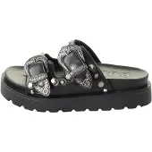 Buffalo Raya Ari West Läder Kvinnors Svarta Sandaler