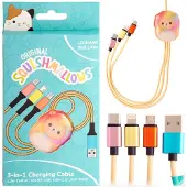 Lazerbuilt SQUISHMALLOWS Chargercable 1.2m Leo 3in1 USB-C/Micro/Lightning