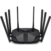 Mercusys MR90X, Wi-Fi 6 (802.11ax), Dual-band (2,4 GHz / 5 GHz), Nätverksansluten (Ethernet), Svart, Bordsrouter