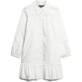Superdry för kvinnor. W8011625A Skjortklänning med vit spetsblandning (S), Casual, Bomull, Lång ärm