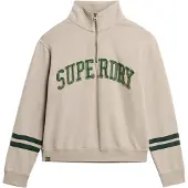 Superdry för kvinnor. W2012197A Athletic Essentials applikationströja brun (M), Casual, Bomull