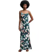 Superdry för kvinnor. W8012049A Grön Printed Maxi Slip Dress klänning (S), Casual, Viskos, Ärmlös / Hängselbyxor