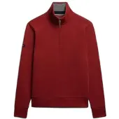 Superdry för män. M2014535A Essential Pique Sweatshirt med halv dragkedja röd (S), Casual, Bomull