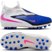 Nike Phantom 6 Academy High Cut MG Attack - Blå/Pink Blast/Vit Barn - Multi Ground (MG), storlek 38