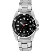 Alain Miller Herrklocka 39 mm med svart urtavla och stållänk – Silver/svart