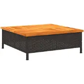 vidaXL Skydd för parasollfot svart 70x70x25cm konstrottning och akacia