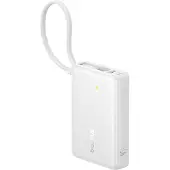 Baseus PicoGo 10 000 mAh 45 W powerbank med inbyggd kabel och display – vit