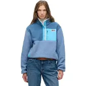 Superdry för kvinnor. W5012073A Blå fleecetröja med färgblockmönster (L), Casual, Återvunnen polyester