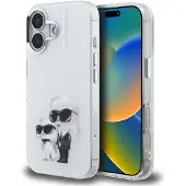 Karl Lagerfeld IML Aquarelle Karl & Choupette & Logo iPhone 16-fodral – vitt