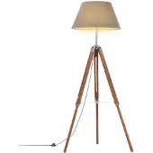vidaXL Golvlampa honungsbrun och grå massivt teakträ 141 cm