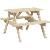 vidaXL Picknickbord med parasollhål för 4 barn massivt granträ