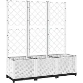vidaXL Odlingslåda med spaljé vit 120x40x136 cm PP