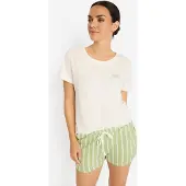 LASCANA Kort pyjamas ecru / ljusgrön