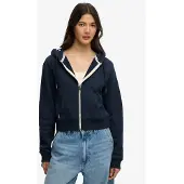 Superdry för kvinnor. W2012286A Essential Logo Cropped Ziphood marinblå (XS), Casual, Bomull, Marino