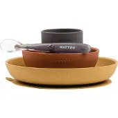 Nattou Soft Silicone Matset 4 delar, Senap/Terracotta