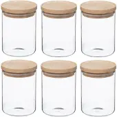 Wellhome Set Med Glas-och Träburkar 600ml 6 Enheter