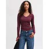 JJXX Freya Straight Fit Långärmad T-shirt Med V-ringning