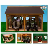 Kids Globe garage för 2 traktorer 55x53x38 cm 1:16