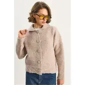 Bianco Stickad cardigan med knäppning