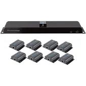 IC Intracom TECHly HDMI 1x8 Extender Splitter over CAT6/6a/7 50m with IR pass-back - Transmitter + 8 receivers - video/ljud/infraröd förlängare - HDMI, infraröd - över CAT 6/6a/7 - 8 portar - upp till 50 m