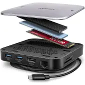 Axagon HMC-UFO - Dockningsstation - för laptop, smartmobil, bordsdator - USB-C 3.2 Gen 2 - HDMI - 1GbE