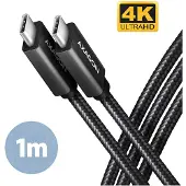 Axagon USB-C Kabel USB 3.2 Gen2 USB-C-kontakt 1 m Svart guldpläterad kontakt BUCM32-CM10AB