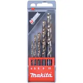Makita D-30508 M-FORCE HSS Metall-spiralborrset 5 delar 4 mm, 5 mm, 6 mm, 8 mm, 10 mm 1 set