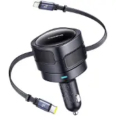 Baseus Enjoyment Max billaddare 60 W med utdragbar USB-C- och Lightningkabel