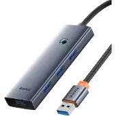 Baseus UltraJoy-serien USB-A-hubb, 4xUSB-A 3.0, 1xUSB-C, 5 V, 50 cm – grå