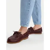 Timberland för kvinnor. TB0A2Q9XEIW1 Klassiska båtskor i brunt läder (41 W), Hud, Karta, Nyckelband, Casual