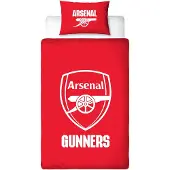 Premier League Arsenal sängkläder - 150x210 cm - Rött vändbart sängset med logga - 100% bomullssänglinne - Fotbollssängkläder
