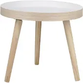 24hShop Runt sidobord Ø40x36cm / avlastningsbord / småbord / bord / litet soffbord i natur/vitt
