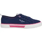 Pepe Jeans för kvinnor/flickor. PGS300010 Brady Club skor marinblå (37), Tyg, Karta, Nyckelband, Casual, Marino, barnmode