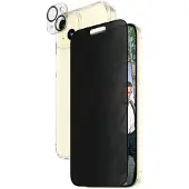 PanzerGlass - 3-i-1-paket - skyddskit skärm/objektiv/baksida för mobiltelefon - glas - med sekretessfilter - ramfärg svart - för Apple iPhone 15 Plus