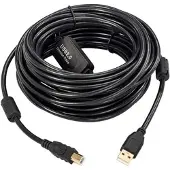 Microconnect - USB-kabel - USB typ B (hane) till USB (hane) - USB 2.0 - 5 A - 20 m - aktiv, aktiv förstärkare - svart
