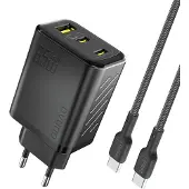 Dudao Nätladdare A29C 65W GaN + USB-C-kabel – svart