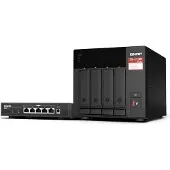 Qnap TS-473A - NAS-server - 4 fack - SATA 6Gb/s - RAID JBOD, 0, 1, 10, 5, 6 - RAM 8 GB - 2.5 Gigabit Ethernet - iSCSI support - med QSW-1105-5T-omkopplare