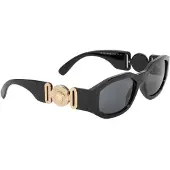 Versace Eleganta Solglasögon med Oregelbunden Båge och Logotyp Unisex Solglasögon Svarta VE4361GB187 Basic Packaging-Eyeglass Case+Box,Black,53