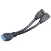 Akasa USB-kabel USB 3.2 Gen1 Benkontakt 19-polig , USB-A uttag 0.15 m Svart guldpläterad kontakt, UL-certifierad AK-CBUB09-15BK