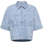 ONLY Blus 'ONLCleo-Aude' blå denim / vit