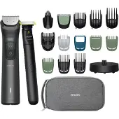 Philips Multigroom serie 9000 Allt-i-ett trimmer 19 tillbehör + OneBlade rakapparat för män - trimmer/rakapparat set