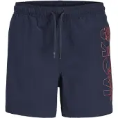 Jack & Jones Kids Junior Badshorts 'JPSTMaui Wave' marinblå / roströd