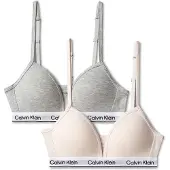 Calvin Klein 2 Pack Girls Triangle Bras Icon Cotton Stretch