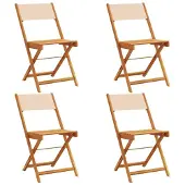 vidaXL Hopfällbara trädgårdsstolar 4 st beige tyg och massivt trä