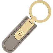 BOSS Grained taupe key ring with golden Double B hardware