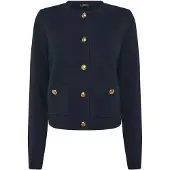 Ralph Lauren för kvinnor. 200P03460001 Kortklippt marinblå stickad jacka (L), Casual, Klassisk, Viskos, Marino