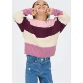 ONLY GIRLS Tröja 'KMGSandy' aubergine / mauve / lavendel / naturvit