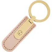 BOSS Grained nude key ring with golden Double B hardware