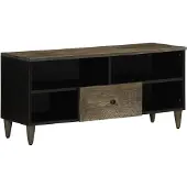 vidaXL Tv-bänk svart 100x33x46 cm massivt mangoträ