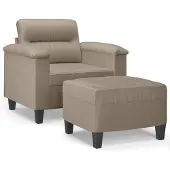 vidaXL Fåtölj med fotpall Taupe 60 cm mikrofibertyg
